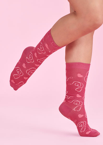 Biz Care Unisex Pink Happy Feet Comfort Socks - CCS250U