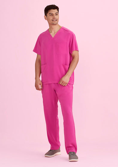 Unisex Pink V-Neck Scrub Pant