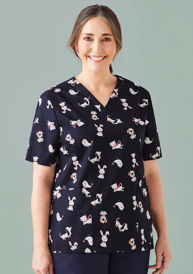 Womens Printed Best Friends Scrub Top