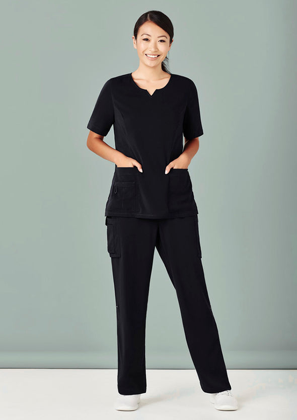 Biz Care Womens Tailored Fit Round Neck Scrub Top - CST942LS