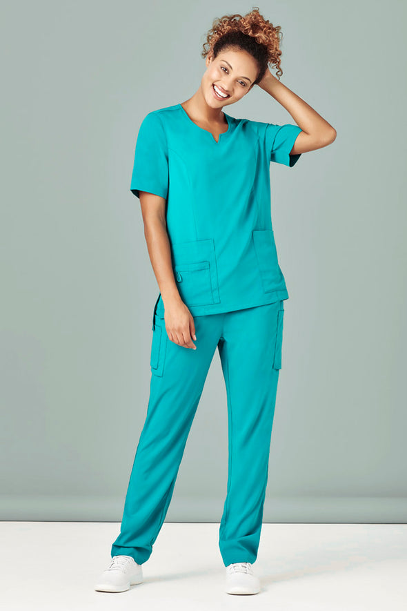 Biz Care Womens Tailored Fit Round Neck Scrub Top - CST942LS