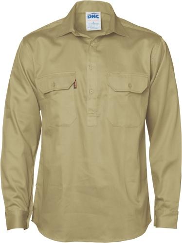 DNC 3204 Cotton Closed Front Work Shirt - Long Sleeve