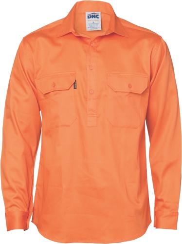 DNC 3204 Cotton Closed Front Work Shirt - Long Sleeve