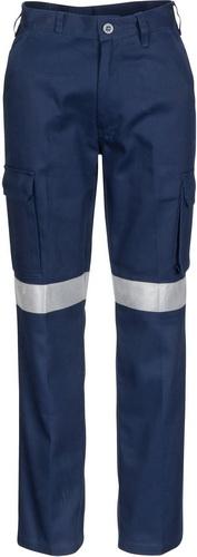 DNC 3323 Ladies cotton drill cargo work pants with tape