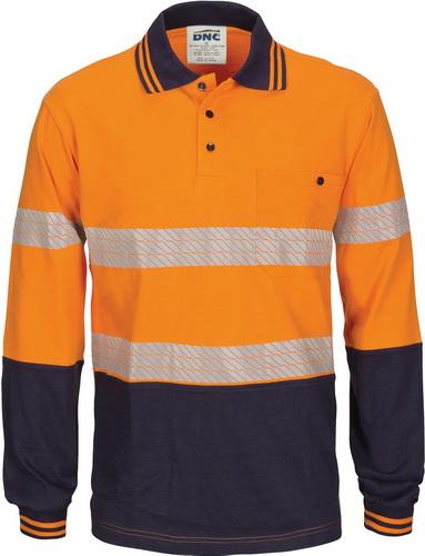 DNC 3516 hi vis taped cotton jersey long sleeve polo