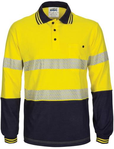 DNC 3516 hi vis taped cotton jersey long sleeve polo