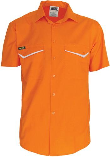 DNC 3583 Hi Vis ripstop tradies short sleeve shirt