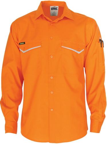 DNC 3584 Hi Vis ripstop tradies long sleeve shirt