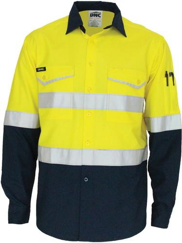 DNC 3588 Hi Vis ripstop tradies long sleeve shirt with tape