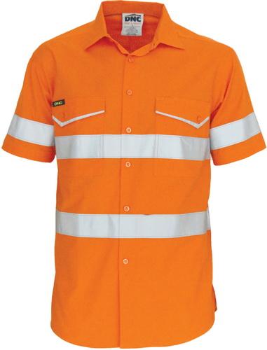 DNC 3589 Hi Vis ripstop tradies long sleeve shirt with tape