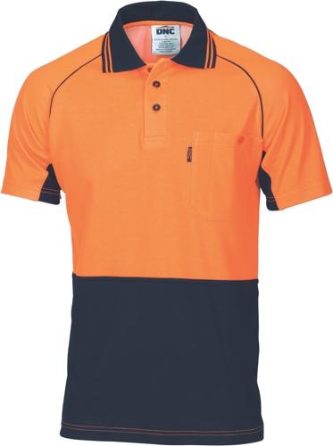 DNC 3719 hi vis cotton back polo with under sleeve vents