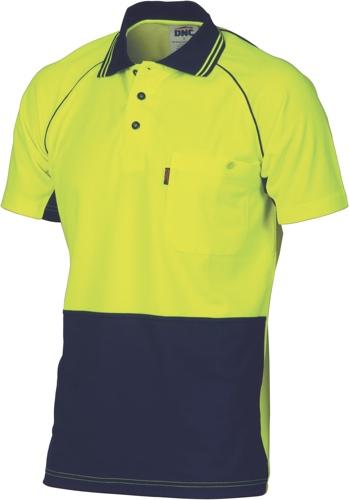 DNC 3719 hi vis cotton back polo with under sleeve vents