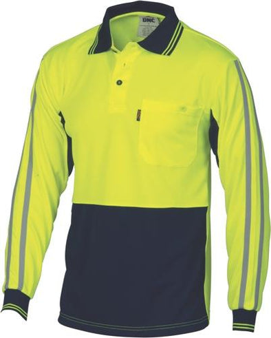 DNC 3756 hi vis cool breathe long sleeve polo shirt