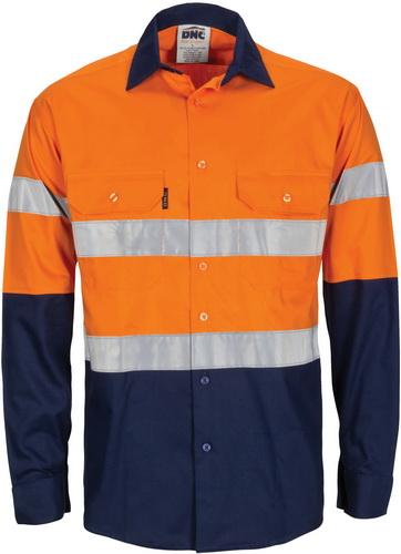 DNC 3782 HiVis  Cool-Breeze T2 Vertical Vented Cotton Shirt with Tape - Long Sleeve