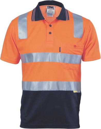 DNC 3817 hi vis cotton back polo with tape