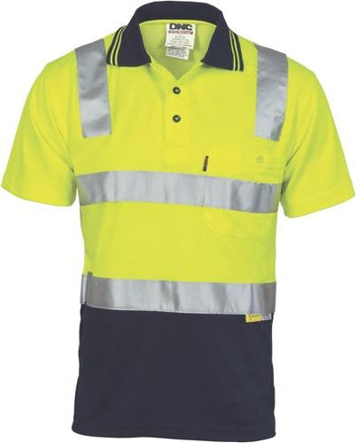DNC 3817 hi vis cotton back polo with tape