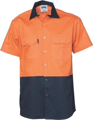DNC 3831 hi vis cotton drill short sleeve shirt