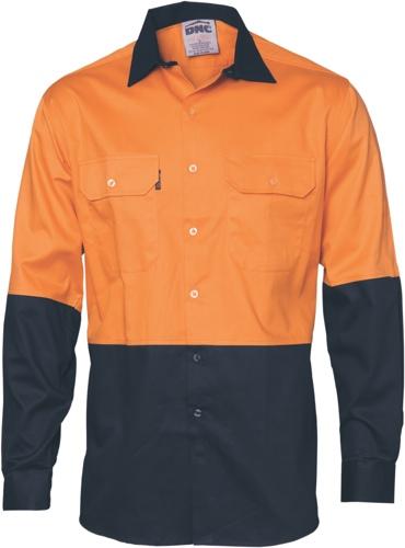 DNC 3832 hi vis cotton drill long sleeve shirt