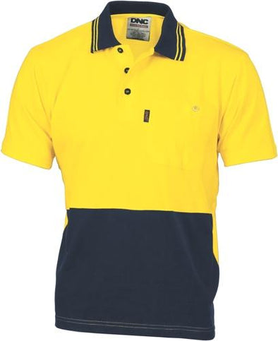 DNC 3845 hi vis cotton jersey polo with under arm mesh vents