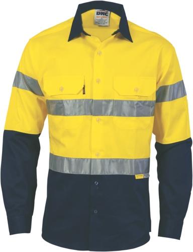 DNC 3886 hi vis two tone lightweight long sleeve shirt with underarm vents