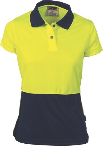 DNC 3897 Womens Hi Vis Two Tone Cool Breathe Polo Shirt - Short Sleeve