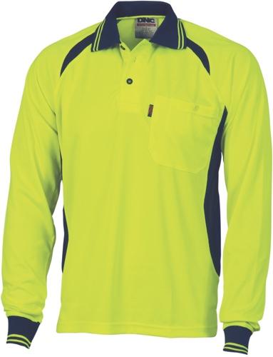 DNC 3902 hi vis cool breeze contrast mesh long sleeve polo shirt