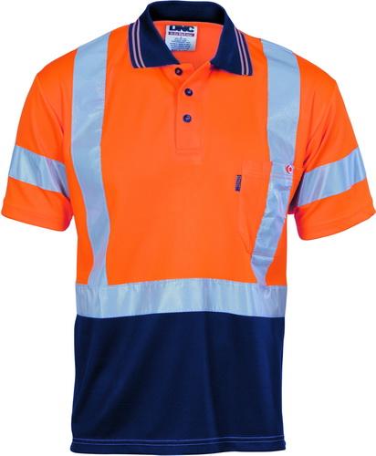 DNC 3912 hi vis micromesh polyester day/night polo shirt cross back