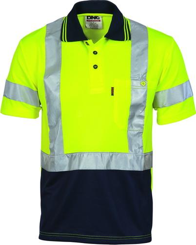 DNC 3912 hi vis micromesh polyester day/night polo shirt cross back