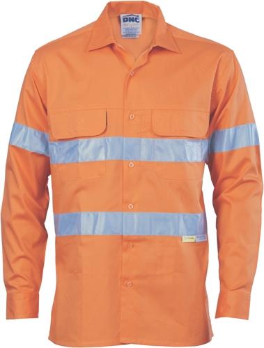 DNC 3947 hi vis cool lightweight long sleeve shirt with under arm and upper back vents with tape