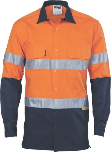 DNC 3948 hi vis cool lightweight long sleeve shirt with under arm and upper back vents day/night compliant