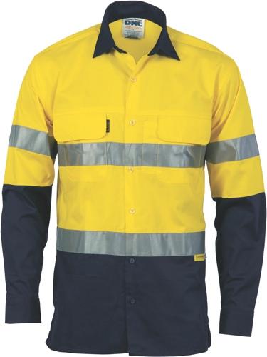 DNC 3948 hi vis cool lightweight long sleeve shirt with under arm and upper back vents day/night compliant