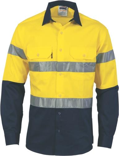 DNC 3966 hi vis two tone cool lightweight long sleeve shirt day/night