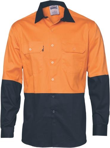 DNC 3981 hi vis cotton drill vented shirt long sleeve shirt