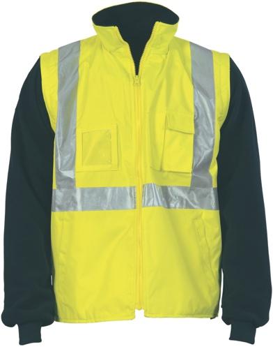 DNC 3994  Hi is 4 in 1 zip off sleeve reversable vest with cross back tape