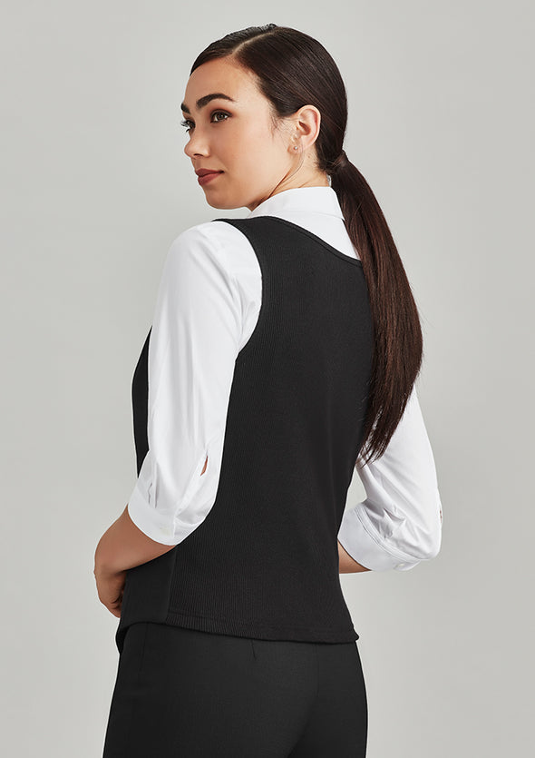 Womens Peaked Vest with Knitted Back - 54011