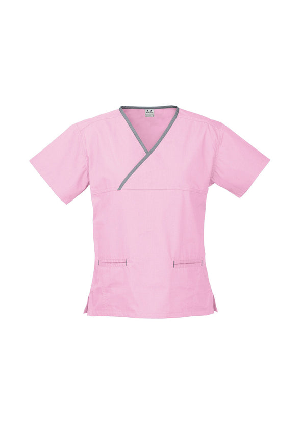 Biz Collection Ladies Contrast Crossover Scrubs Top  - H10722