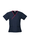 Biz Collection Ladies Contrast Crossover Scrubs Top  - H10722