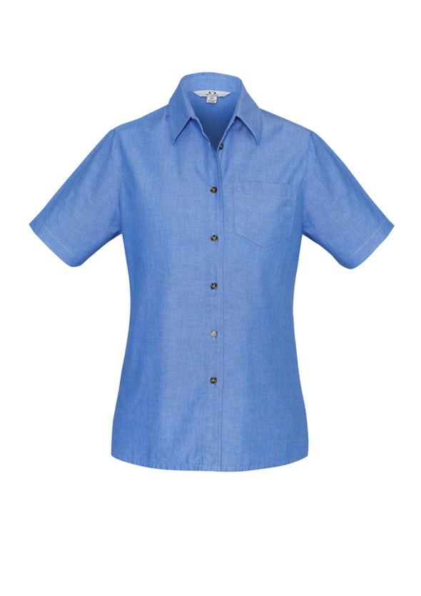 Biz Collection Ladies Wrinkle Free Chambray Short Sleeve Shirt  - LB6200