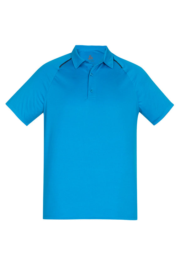 P012MS Mens Academy Cyan Polo with navy trim