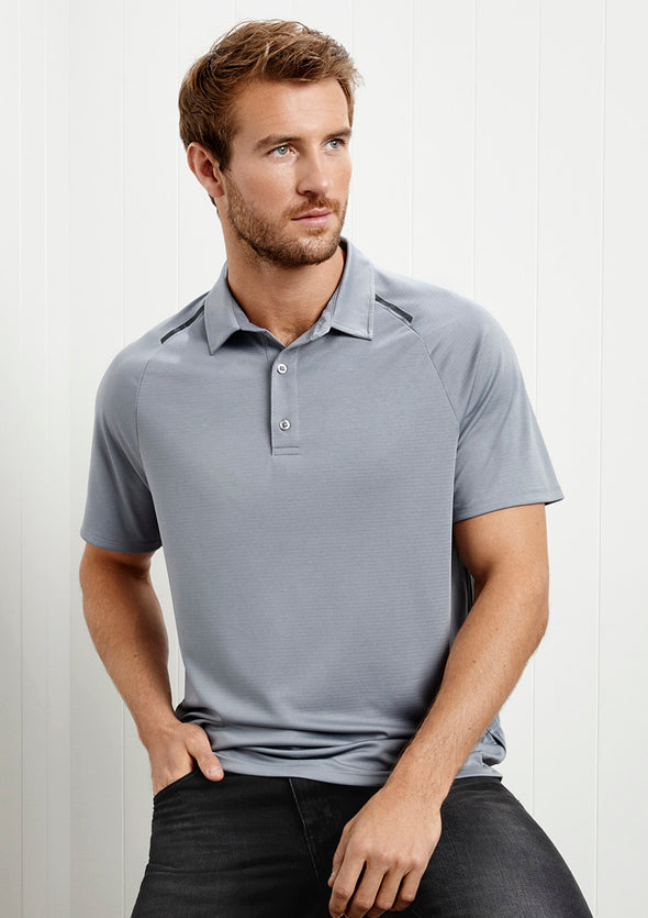 P012MS Mens Academy Silver Polo with charcoal trim