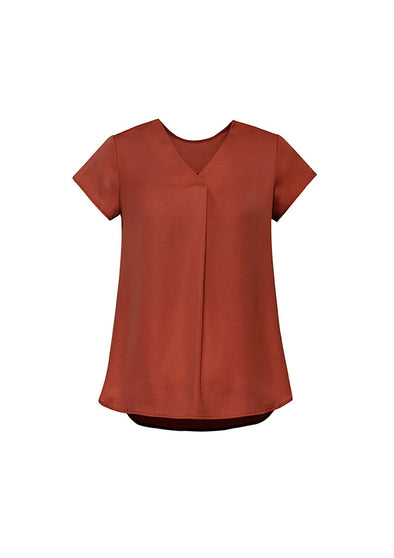 Womens Kayla V-neck Pleat Blouse