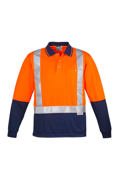 Mens Hi Vis Spliced Polo - Long Sleeve Shoulder Taped - ZH234