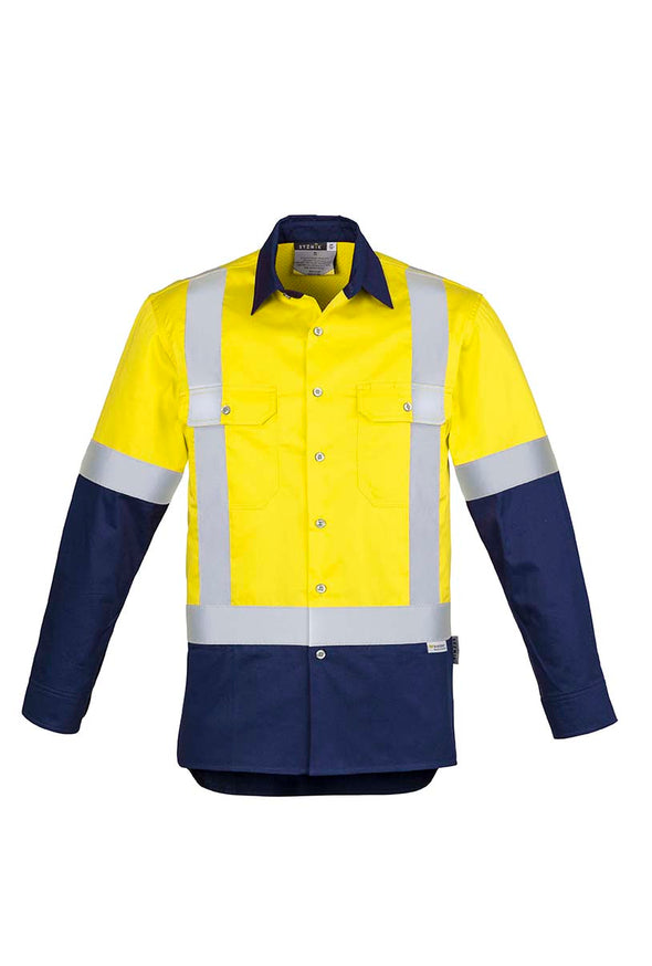 SYZMIK Mens Hi Vis Spliced Industrial Shirt - Shoulder Taped - ZW124