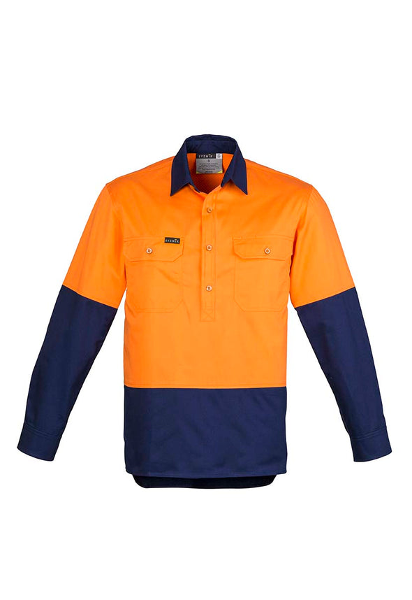 SYZMIK Mens Hi Vis Closed Front L/S Shirt - ZW560